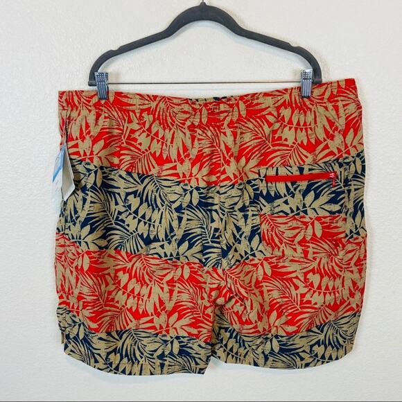 Columbia Swim Trunks Omni-Shield Tropical Stripe Men's NWT Tan Blue Red sz 2X - Picture 8 of 16